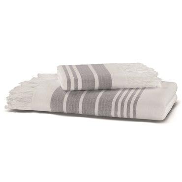 Хлопковая пештемаль, Hamam, Marine, 50x100, Темно-серый (White / Dark Gray), 1 шт.