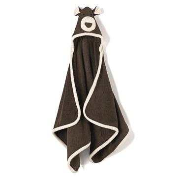 Детское полотенце с капюшоном медвежонок, The little casual, Animal, 70x140, Шоколадный, 1 шт.