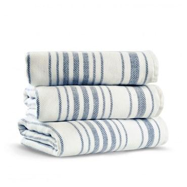 Банное полотенце, L'appartement, Gauze, 100x180, Белый/Темно-синий, 1 шт.