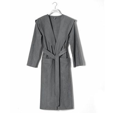 Легкий халат с капюшоном, Hamam, Meyzer, XXL, Классический, Унисекс, Темно-серый, 1 шт. Легкий халат с капюшоном, Hamam, Meyzer, XXL, Классический, Унисекс, Темно-серый, 1 шт.