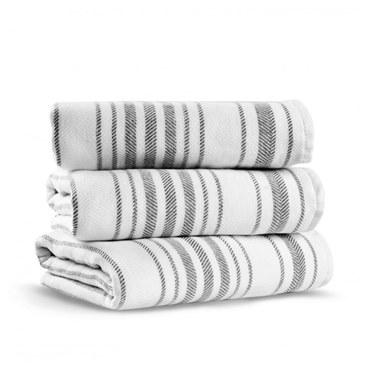 Банное полотенце, L'appartement, Gauze, 100x180, Белый/темно серый, 1 шт.